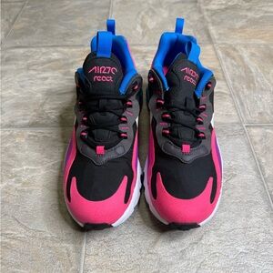 Nike Air Max 270 React Blk Hyper Pink Vivid Purple GS Shoe Size 6.5Y BQ0101-001